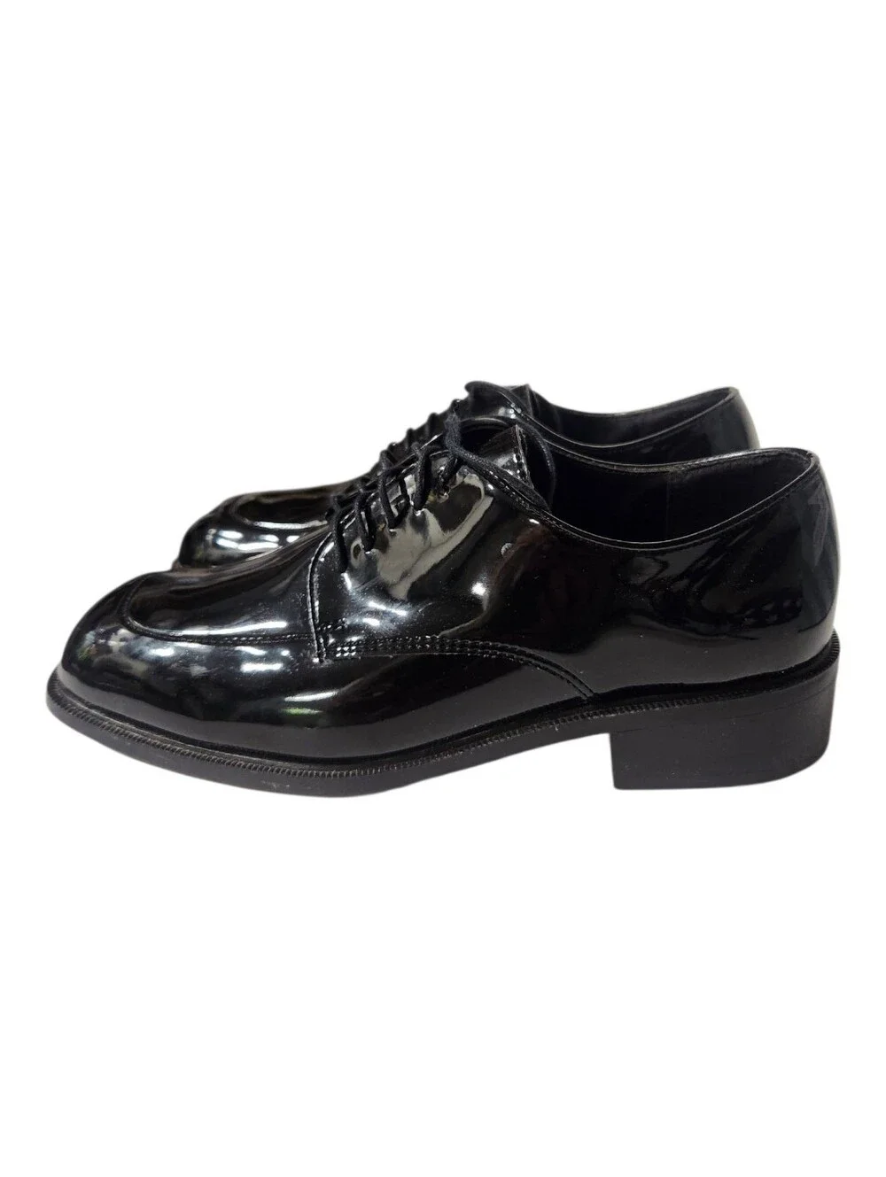 Perry Ellis Evening Black Patent Lace-Up Square Toe Oxfords Size 9M